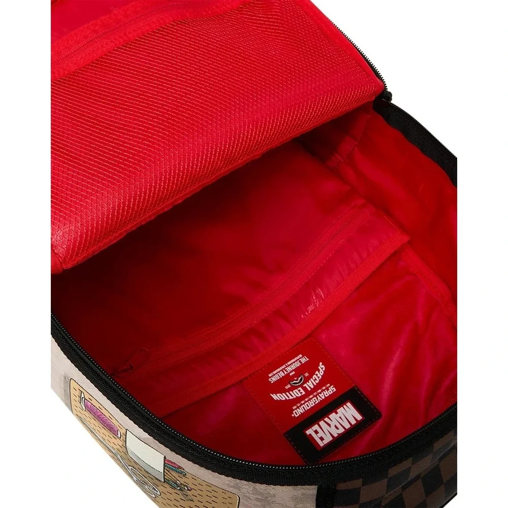 Sprayground Marvel Deadpool Special Edition Backpack Brown Checkered Designer
